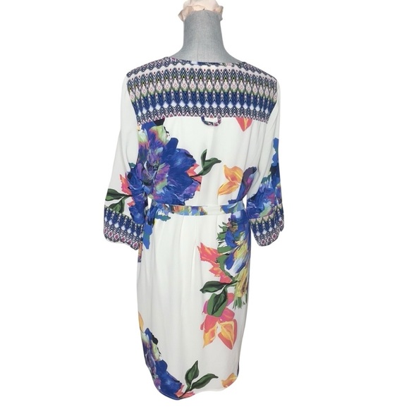 Anthropologie Fig And Flower Multicolor Boho Large Floral Print Shirt Dress L - Picture 4 of 10